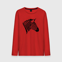 Лонгслив хлопковый мужской Голова зебры сбоку, цвет: красный
