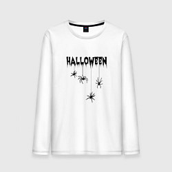 Лонгслив хлопковый мужской Хэллоуин весёлые пауки, цвет: белый