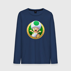 Лонгслив хлопковый мужской Тоад значок, цвет: тёмно-синий
