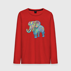 Лонгслив хлопковый мужской Beautiful elephant, цвет: красный