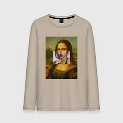 Лонгслив хлопковый мужской Лиза с чупа чупсом, цвет: миндальный