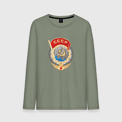 Лонгслив хлопковый мужской Ссср лого символика советов, цвет: авокадо