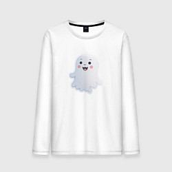 Лонгслив хлопковый мужской Веселое привидение, цвет: белый