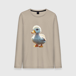 Лонгслив хлопковый мужской Утенок арт, цвет: миндальный