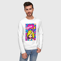 Лонгслив хлопковый мужской Barbie - pop art, цвет: белый — фото 2