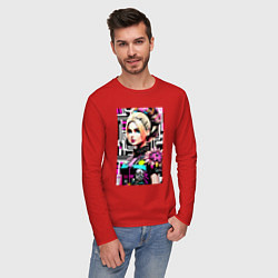 Лонгслив хлопковый мужской Barbie - pop art stylization, цвет: красный — фото 2