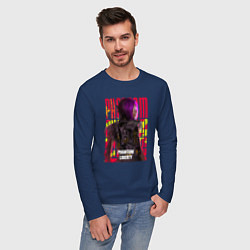 Лонгслив хлопковый мужской Cyberpunk 2077 Phantom Liberty: Songbird, цвет: тёмно-синий — фото 2