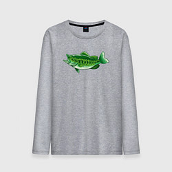 Лонгслив хлопковый мужской Зелёная рыбка, цвет: меланж