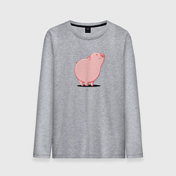 Лонгслив хлопковый мужской Мультяшная свинка мечтает, цвет: меланж