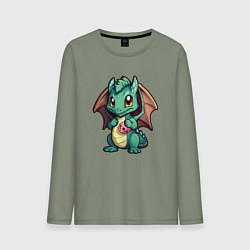 Лонгслив хлопковый мужской Дракон новогодней мечты 2024, цвет: авокадо