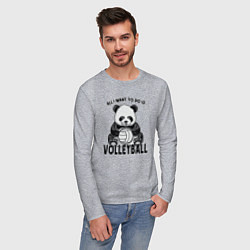 Лонгслив хлопковый мужской Panda volleyball, цвет: меланж — фото 2