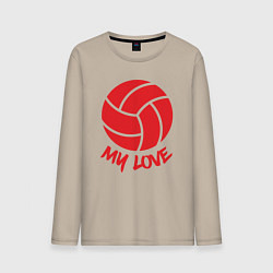 Лонгслив хлопковый мужской Volleyball my love, цвет: миндальный