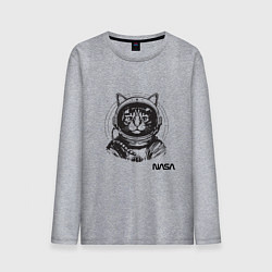 Лонгслив хлопковый мужской Кот - космонавт - nasa, цвет: меланж
