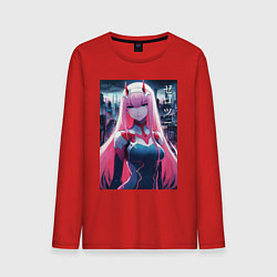 Лонгслив хлопковый мужской Darling in the Franxx - zero two - ai art, цвет: красный