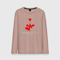 Лонгслив хлопковый мужской Depeche Mode - Violator rose logo, цвет: пыльно-розовый