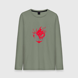 Лонгслив хлопковый мужской Логотип Samurai Cyberpunk 2077, цвет: авокадо