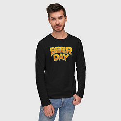 Лонгслив хлопковый мужской День пива, цвет: черный — фото 2