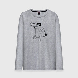 Лонгслив хлопковый мужской Мем собака человек бензопила, цвет: меланж