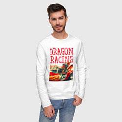 Лонгслив хлопковый мужской Dragon cool racer - ai art, цвет: белый — фото 2