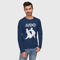 Лонгслив хлопковый мужской Warriors judo, цвет: тёмно-синий — фото 2