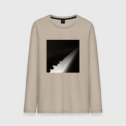 Лонгслив хлопковый мужской Бесконечное пианино, цвет: миндальный