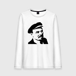 Лонгслив хлопковый мужской Ленин в кепке, цвет: белый