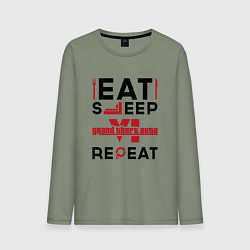 Лонгслив хлопковый мужской Надпись: eat sleep GTA6 repeat, цвет: авокадо