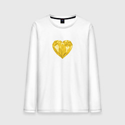 Лонгслив хлопковый мужской Желтое алмазное сердце, цвет: белый