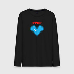 Лонгслив хлопковый мужской Heart player 1 pixel, цвет: черный