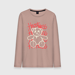 Лонгслив хлопковый мужской Teddy медвежонок happiness, цвет: пыльно-розовый