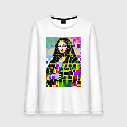 Лонгслив хлопковый мужской Mona Lisa - mosaic pop art, цвет: белый