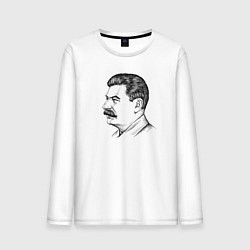 Лонгслив хлопковый мужской Сталин в профиль, цвет: белый