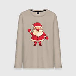 Лонгслив хлопковый мужской Радостный Дед мороз, цвет: миндальный