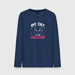 Мужской лонгслив My cat is my Valentine 2024