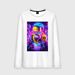 Лонгслив хлопковый мужской Гомер Симпсон - фото с автографом, цвет: белый