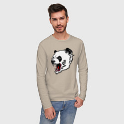 Лонгслив хлопковый мужской Оскал панды, цвет: миндальный — фото 2