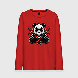 Лонгслив хлопковый мужской Панда в кимоно, цвет: красный