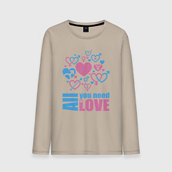 Лонгслив хлопковый мужской All you net is love, цвет: миндальный