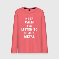 Мужской лонгслив Надпись Keep calm and listen to black metal
