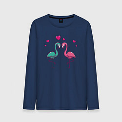 Лонгслив хлопковый мужской Flamingo love, цвет: тёмно-синий