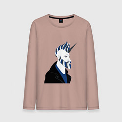 Лонгслив хлопковый мужской Брутальный единорог хипстер, цвет: пыльно-розовый