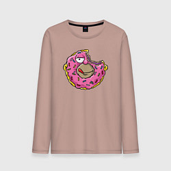 Лонгслив хлопковый мужской Homer donut, цвет: пыльно-розовый