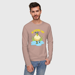 Лонгслив хлопковый мужской No ducking way, цвет: пыльно-розовый — фото 2