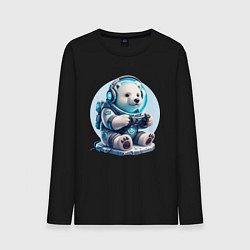 Лонгслив хлопковый мужской Белый медвежонок - кибер спорт, цвет: черный