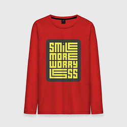 Лонгслив хлопковый мужской Smile more worry less, цвет: красный