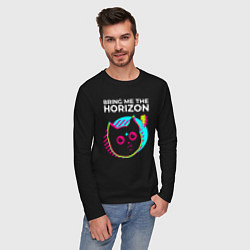 Лонгслив хлопковый мужской Bring Me the Horizon rock star cat, цвет: черный — фото 2