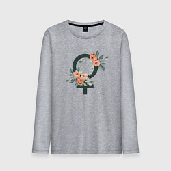 Лонгслив хлопковый мужской Female sign flowers, цвет: меланж