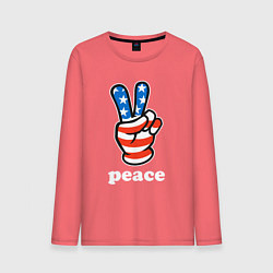 Лонгслив хлопковый мужской USA peace, цвет: коралловый