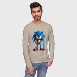 Лонгслив хлопковый мужской Sonic - poster style, цвет: миндальный — фото 2