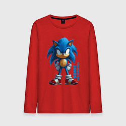 Лонгслив хлопковый мужской Sonic - poster style, цвет: красный